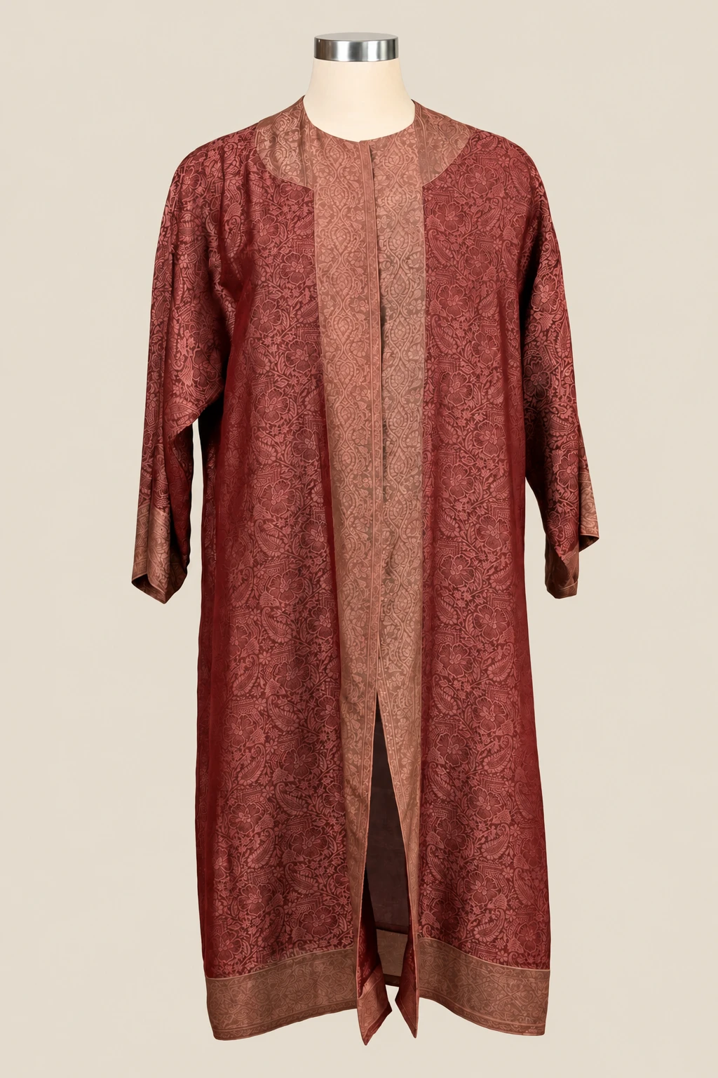 Mauve Amara on a cream dress form